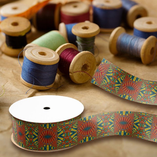 Bold Abstrakt Hippie Red Yellow Blue Ethnic Trippy Ripsband (Von Creator hochgeladen)