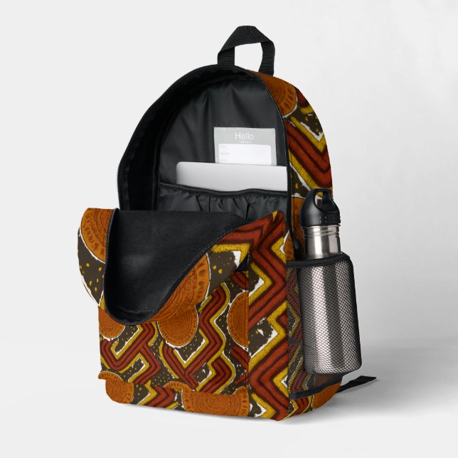 Bold African Print Bedruckter Rucksack (Rückseitige Ecke links (Offen) )