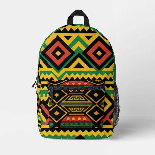 Bold African Print Bedruckter Rucksack (Vorderseite)