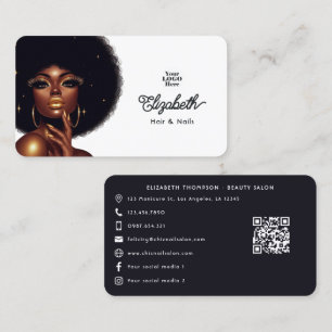 Bold Afro Glam Beauty Salon Business Branding Visitenkarte