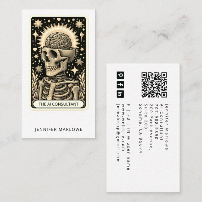 Bold AI Consultant Tarot Card Business Card Visitenkarte (Vorne/Hinten)