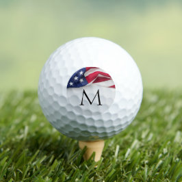Bold American Flag Name Monogram Golfball