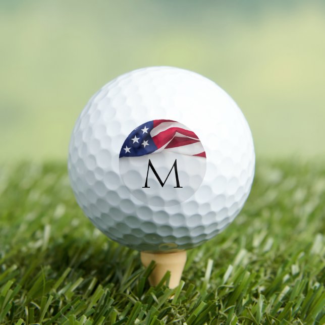 Bold American Flag Name Monogram Golfball (Insitu T-Shirt)