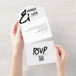 BOLD AMPERSAND Grunge Schwarz-weiße Hochzeit All In One Einladung