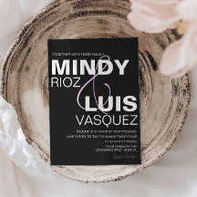 BOLD AMPERSAND Script Black Pink Wedding Einladung