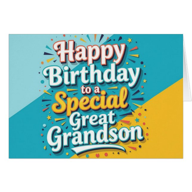 Bold and Bright Birthday Card for Great Grandson (Vorderseite (Horizontal))