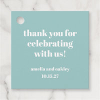 Bold Aqua Blue Retro Custom Wedding Danke