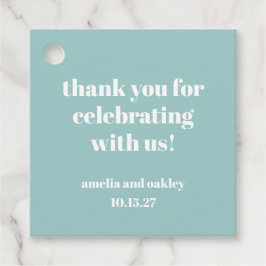 Bold Aqua Blue Retro Custom Wedding Danke Geschenkanhänger
