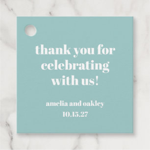 Bold Aqua Blue Retro Custom Wedding Danke Geschenkanhänger