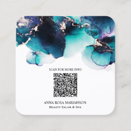 *~* BOLD AQUAMARIN QR CODE Yummy Gold Fett AP29 Quadratische Visitenkarte