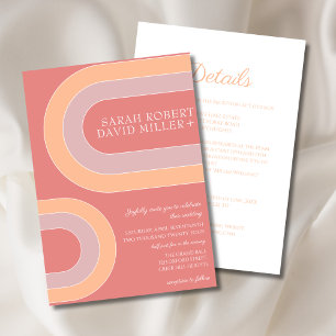 Bold Arch Peach Wedding Einladung