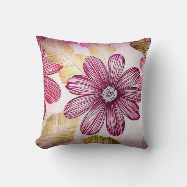 Bold Art Sketch Floral Pillow Kissen (Vorderseite)