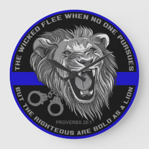 Bold As a Lion Thin Blue Line Clock Große Wanduhr