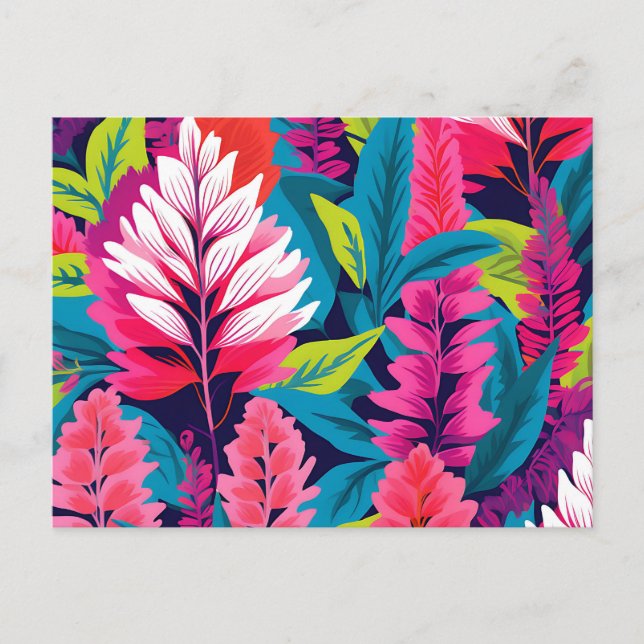 Bold Astilbe Floral Pop Art Pattern Postkarte (Vorderseite)