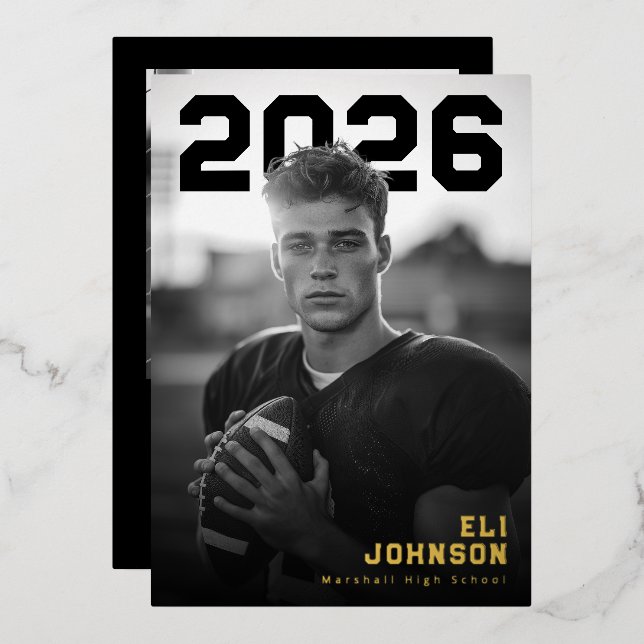 Bold Athletic Graduation PhotoPop  Folieneinladung (Vorderseite/Rückseite)