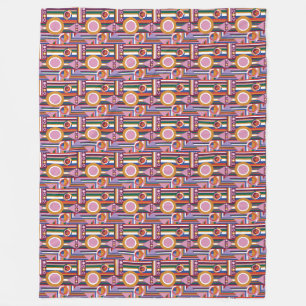 Bold Avant Garde Retro Geometric Fleece Blanket