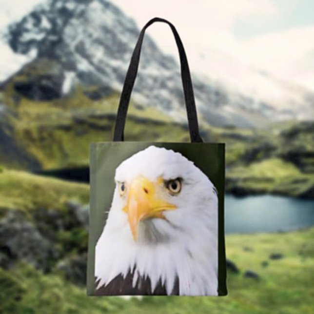 Bold Bald Eagle Head Patriotic Tote Bag (Von Creator hochgeladen)