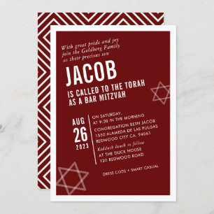 BOLD BAR MITZVAH, schlicht, modern, schräg, weiß Einladung