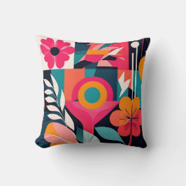 Bold Bauhaus Florals: Vibrant geometrisches Design Kissen