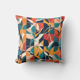 Bold Bauhaus Florals: Vibrant geometrisches Design Kissen