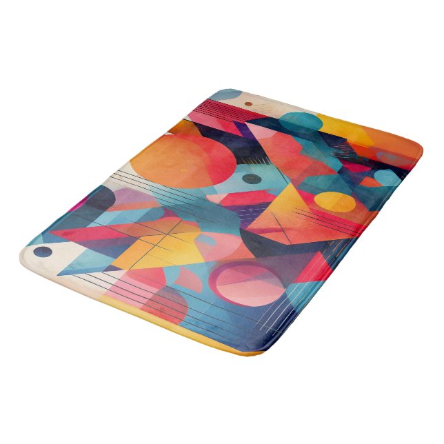 Bold Bauhaus-Inspired Abstract Geometric Bath Mat Badematte (Schrägansicht)