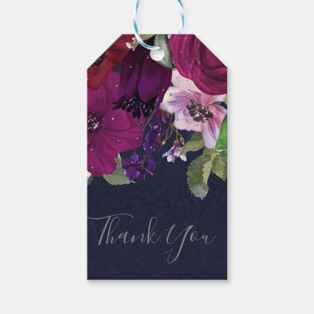 Bold Berry Fuchsia Floral Bouquet Chic Gevor Geschenkanhänger (Vorderseite)