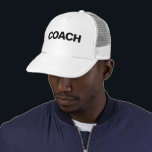 Bold Big Font Template For Women & Men Coach White Truckerkappe<br><div class="desc">Custom Large Big Bold Font Text Elegant Modern Template Create Your Own Upload Image Logo Photo White Trucker Coach Hat For Men & Women.</div>