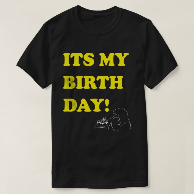 Bold Birthday Text Minimal Line Art T-Shirt (Design vorne)