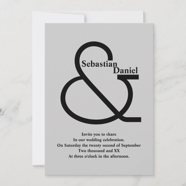 Bold Black and Gray Wedding Einladung (Vorderseite)