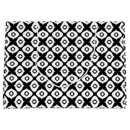 Bold Black and White Symmetrical Arabesque Pattern Große Geschenktüte