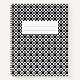 Bold Black and White Symmetrical Arabesque Pattern Notizbuch