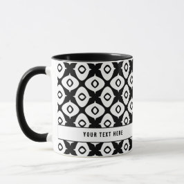 Bold Black and White Symmetrical Arabesque Pattern Tasse