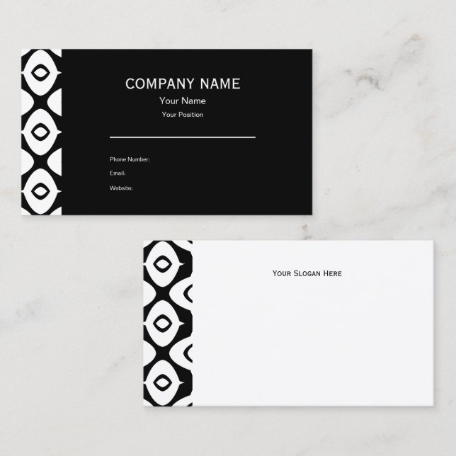 Bold Black and White Symmetrical Arabesque Pattern Visitenkarte (Vorne/Hinten)