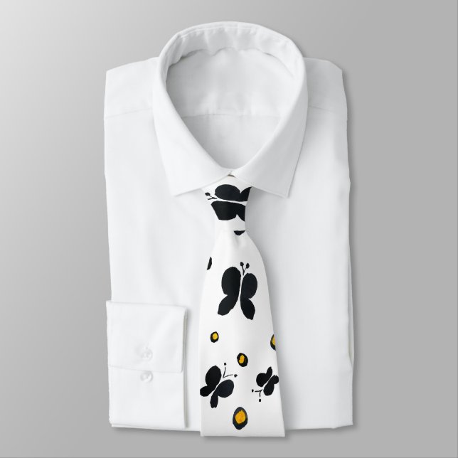 Bold Black Butterflies Neck Tie Krawatte (Gebunden)