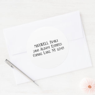 Bold Black Elegant Typografy Nachname Runder Aufkleber