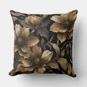 Bold Black Gold Floral Print Kissen