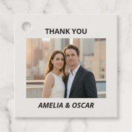 Bold Black Ivory Photo Modern Wedding Thank You Geschenkanhänger