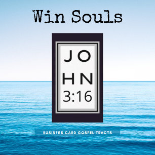 Bold Black John 3:16 Gospel Tract Business Card Visitenkarte