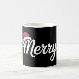 Bold Black Merry Christmas Santa Hat Kaffeetasse