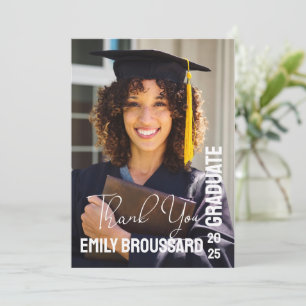 Bold Black Minimalistisch Foto Abschluss Vielen Da Dankeskarte