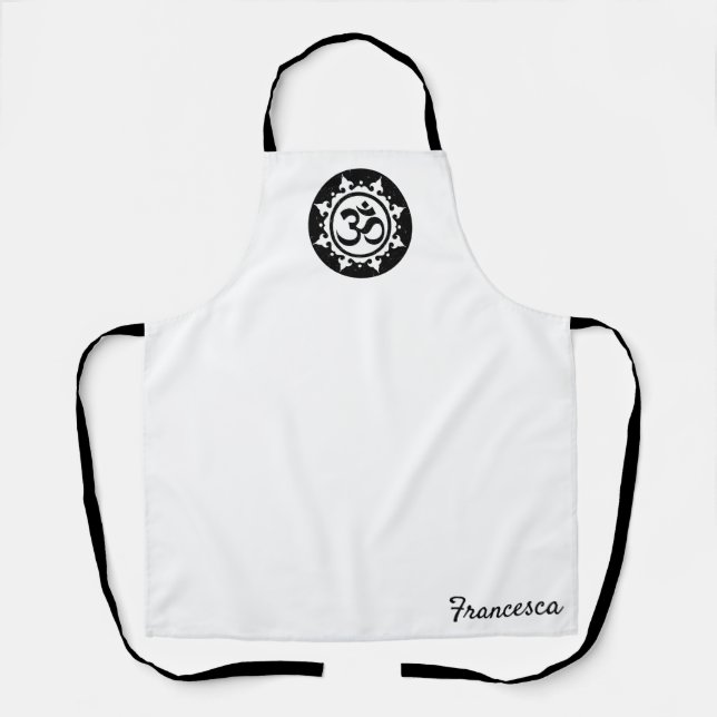 Bold Black Om Circle Symbol Kitchen Wear Schürze (Vorderseite)
