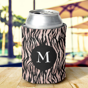 Bold Black Rose Gold Animal Print Pattern Monogram Dosenkühler