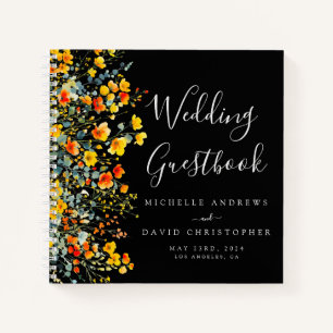 Bold Black Summer Floral Wedding Guest Book Notizbuch