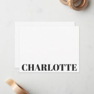 Bold Black Typografy Personalisiert Name Chic Mitteilungskarte