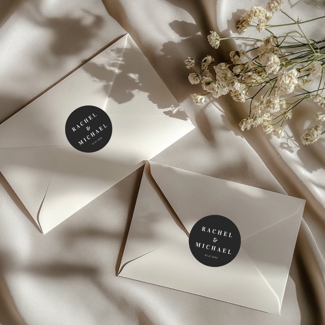 Bold  Black Wedding Runder Aufkleber (Bold Black Wedding Classic Round Sticker)