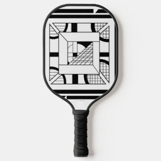Bold Black White Geometric Abstract Line Art Pickleball Schläger