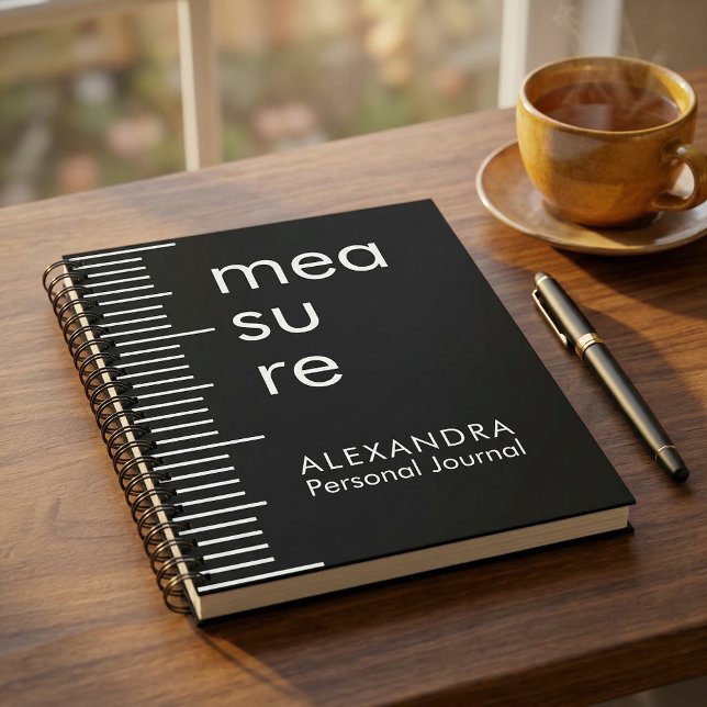Bold Black White Measure Personal Journal Notizbuch (Von Creator hochgeladen)