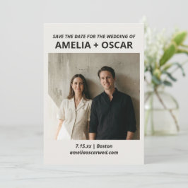 Bold Black White Photo Modern Typography Wedding Save The Date