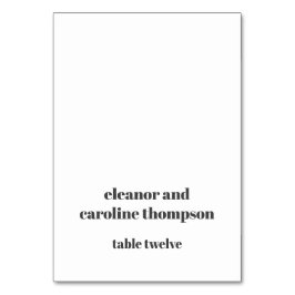 Bold Black White Retro Custom Wedding Place Card Tischnummer