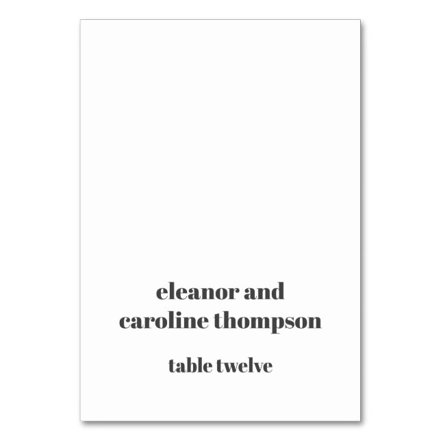 Bold Black White Retro Custom Wedding Place Card Tischnummer (Vorderseite)